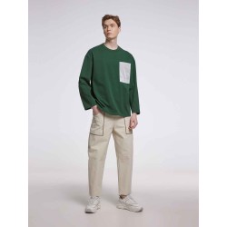Dropped Shoulder Sweatshirt With Patch Chest Pocket