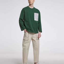 Dropped Shoulder Sweatshirt With Patch Chest Pocket
