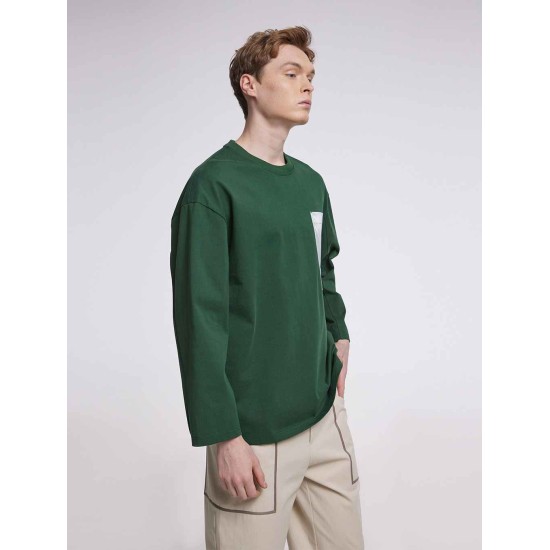 Dropped Shoulder Sweatshirt With Patch Chest Pocket Dropped Shoulder Sweatshirt With Patch Chest Pocket