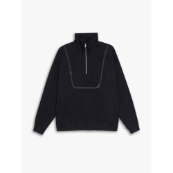 Half-Zip Sweatshirt With Patched Arm Slits