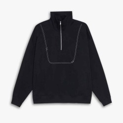 Half-Zip Sweatshirt With Patched Arm Slits