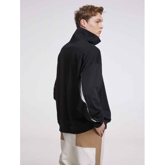 Half-Zip Sweatshirt With Patched Arm Slits Half-Zip Sweatshirt With Patched Arm Slits