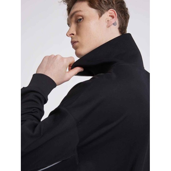 Half-Zip Sweatshirt With Patched Arm Slits Half-Zip Sweatshirt With Patched Arm Slits