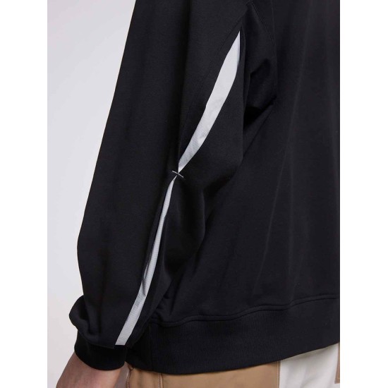 Half-Zip Sweatshirt With Patched Arm Slits Half-Zip Sweatshirt With Patched Arm Slits