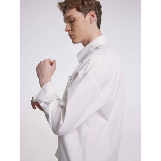 Hidden Placket Shirt With Classic Chest Pocket Hidden Placket Shirt With Classic Chest Pocket