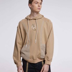 Drop Shoulder Patch Hoodie With Vague David Bronze