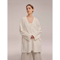 Buttoned Cotton Blend Robe