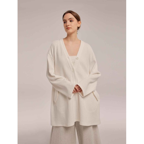Buttoned Cotton Blend Robe Buttoned Cotton Blend Robe