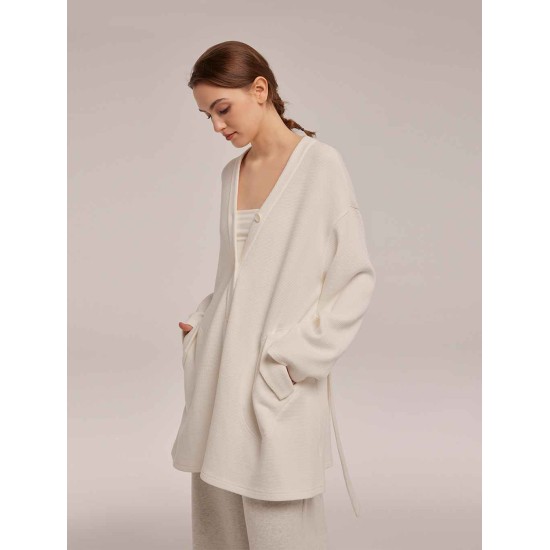 Buttoned Cotton Blend Robe Buttoned Cotton Blend Robe