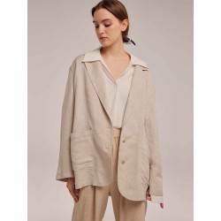 Notched Lapel Linen Blazer