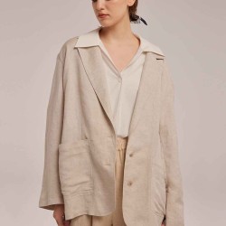 Notched Lapel Linen Blazer
