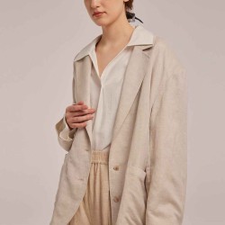 Notched Lapel Linen Blazer