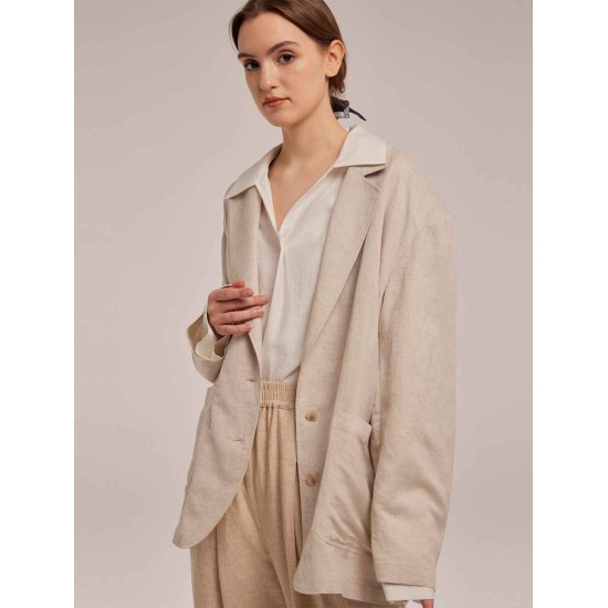 Notched Lapel Linen Blazer Notched Lapel Linen Blazer