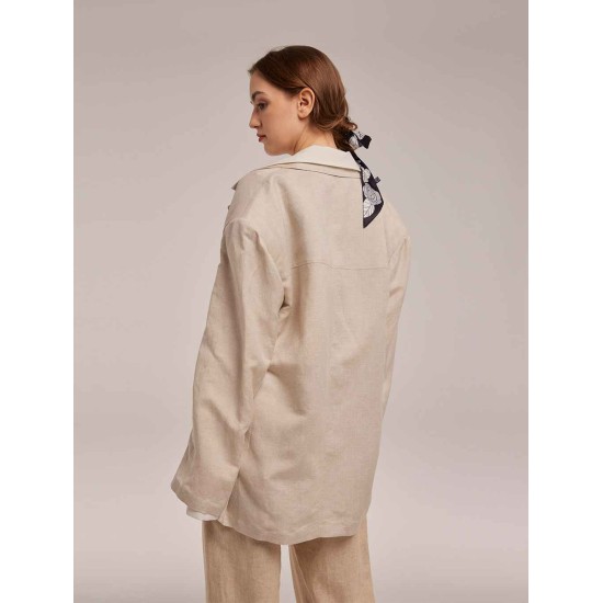 Notched Lapel Linen Blazer Notched Lapel Linen Blazer