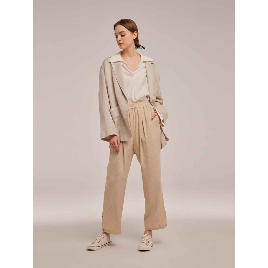 Notched Lapel Linen Blazer Notched Lapel Linen Blazer