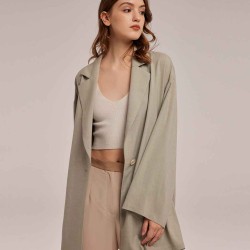 One Buttoned Blazer With Patch Pockets