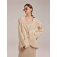 Oversized Cotton Blend Blazer with Buttoned Cuffs Oversized Cotton Blend Blazer with Buttoned Cuffs