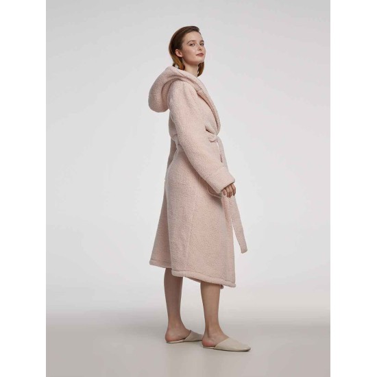 Hooded Calf-length Dressing Gown Hooded Calf-length Dressing Gown