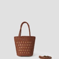 Hand-Braided Leather Basket-Bucket