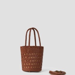Hand-Braided Leather Basket-Bucket
