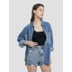 Patchwork Long-Sleeve Denim Shirt Patchwork Long-Sleeve Denim Shirt