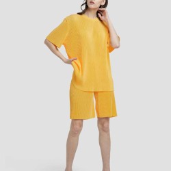 Pleated Chiffon T-shirt & Shorts Set