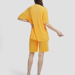 Pleated Chiffon T-shirt & Shorts Set
