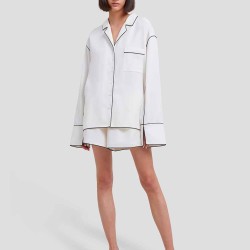 Notched Collar Pajama Top