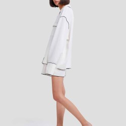 Notched Collar Pajama Top