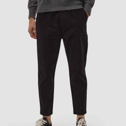 Drawstring Cotton Straight Pants