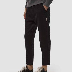 Drawstring Cotton Straight Pants