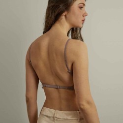 Stripe Combined Triangle Bra Set In Brink Corrugation Decoration