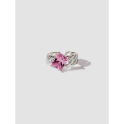 Chain Link Open Ring With Gem