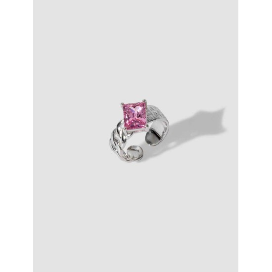 Chain Link Open Ring With Gem Chain Link Open Ring With Gem