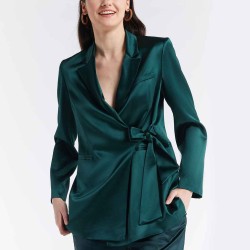 Tie-Waist Blazer & Front Slit Trousers Set