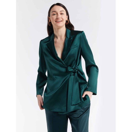 Tie-Waist Blazer & Front Slit Trousers Set Tie-Waist Blazer & Front Slit Trousers Set