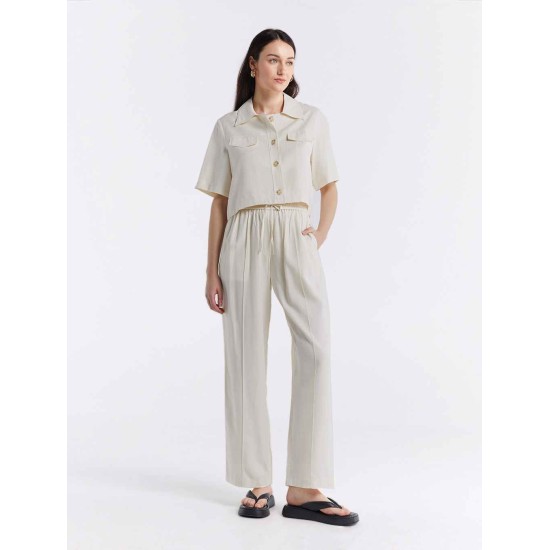 Linen Blend Shirt & Pants Set Linen Blend Shirt & Pants Set