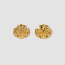 Sparkly Multicolored Shell Studs