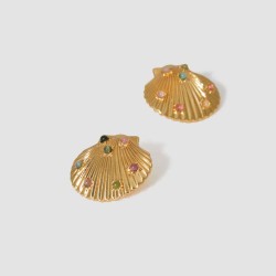 Sparkly Multicolored Shell Studs