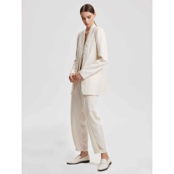 Linen-Blend Layered Blazer & Pants Set