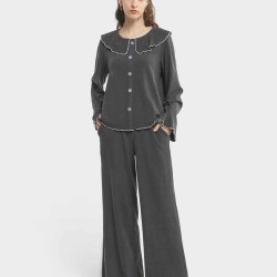 Sweet Ruffle Collar Pajama Set