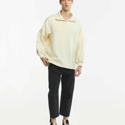 Seam-Detail Polo Collar Half-Zip Sweatshirt