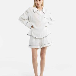 Smooth Plain Contrast Trim Shorts
