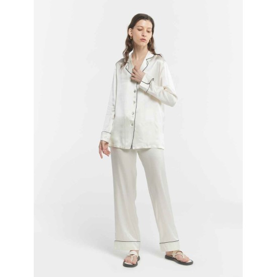 Chic Trimmed Silk Loungewear Set Chic Trimmed Silk Loungewear Set