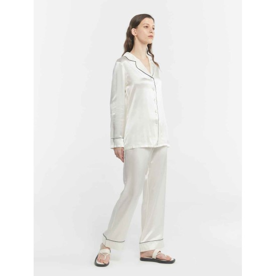 Chic Trimmed Silk Loungewear Set Chic Trimmed Silk Loungewear Set