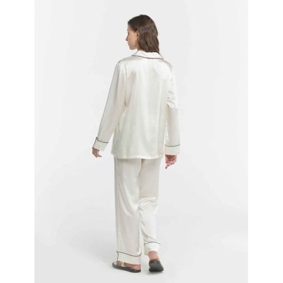 Chic Trimmed Silk Loungewear Set Chic Trimmed Silk Loungewear Set