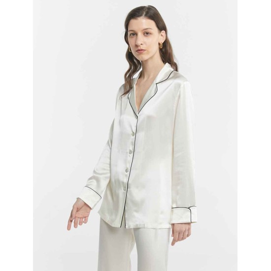 Chic Trimmed Silk Loungewear Set Chic Trimmed Silk Loungewear Set