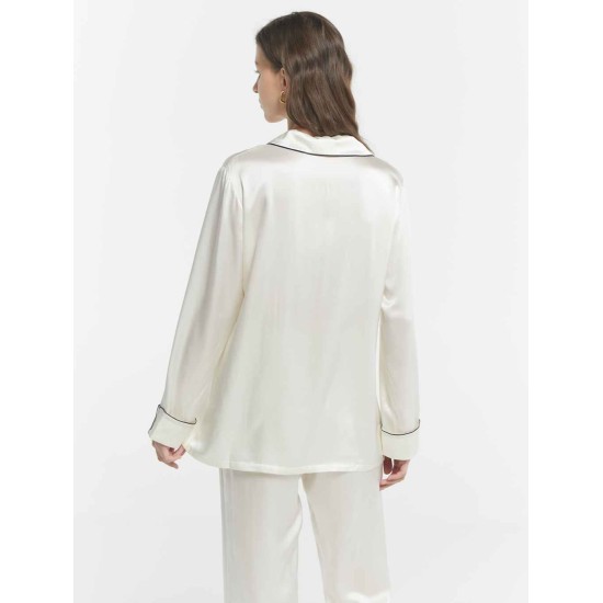 Chic Trimmed Silk Loungewear Set Chic Trimmed Silk Loungewear Set