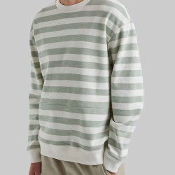 Stripe Crew Neck Pure Cotton Sweatshirt