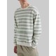 Stripe Crew Neck Pure Cotton Sweatshirt Stripe Crew Neck Pure Cotton Sweatshirt